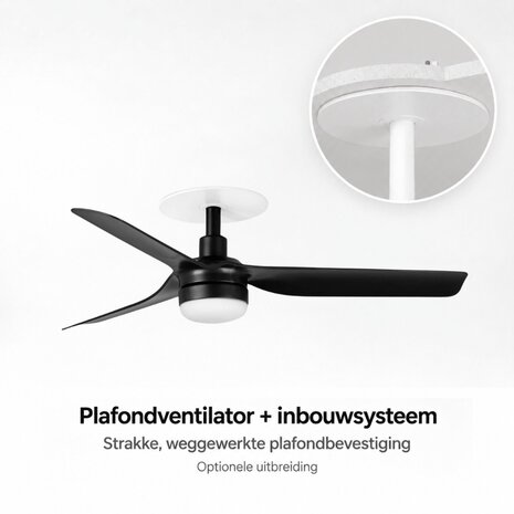 Faro Barcelona 33822 Mini Punt S plafondventilator zwart 90 cm inbouwsysteem